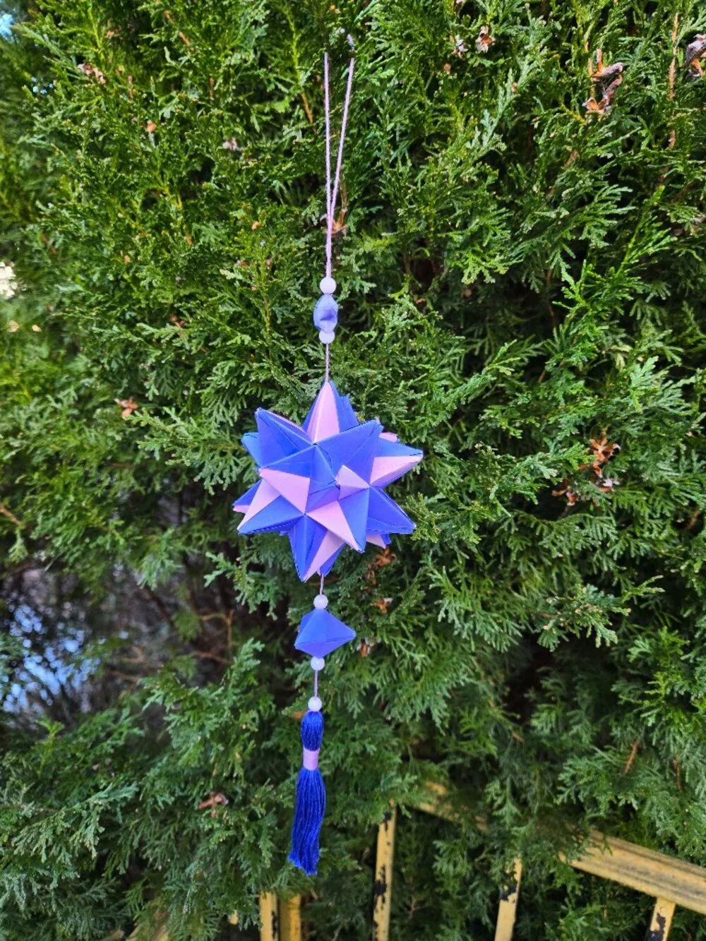 Handmade Kusudama Origami | Purple & Indigo Prism Tassel